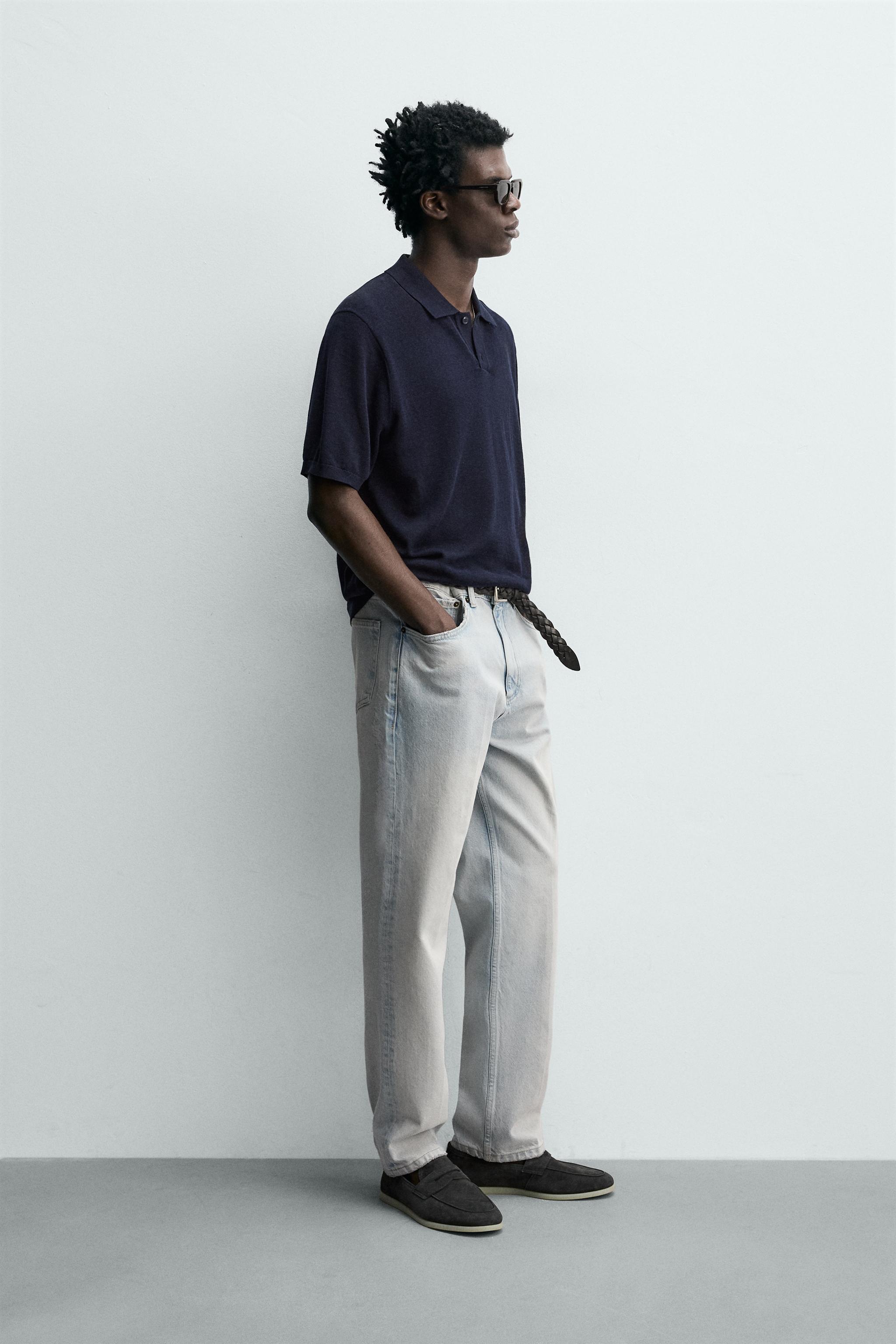 SILK LINEN BLEND KNIT POLO SHIRT
